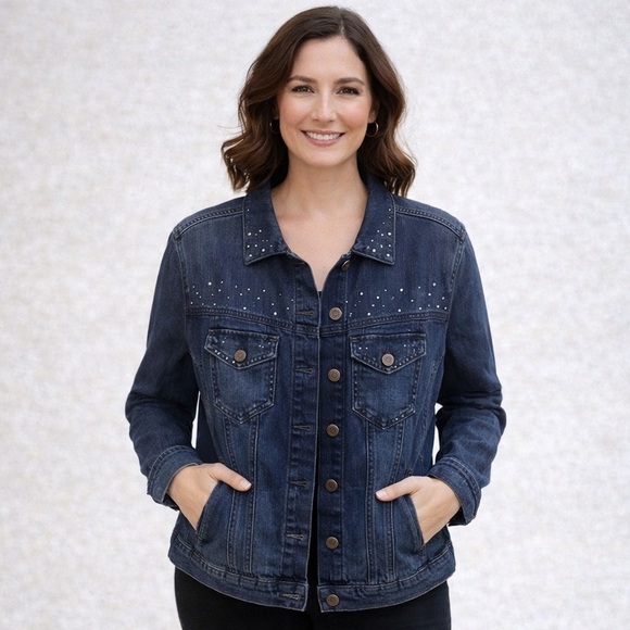 GIATNO Jackets & Blazers - GIATNO studded denim jacket. EUC.